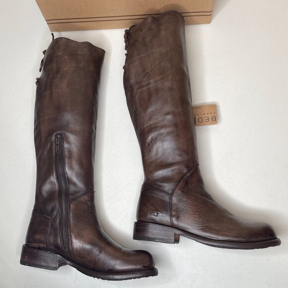 BED STU Manchester Distressed Brown Leather Tall Riding Boots BedStu Size 6.5 - Picture 4 of 16